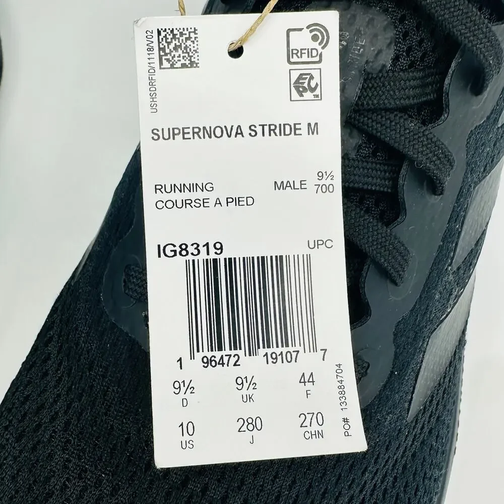 Adidas Men's Supernova Stride Running Shoes Triple Core Black IG8319 Size 10